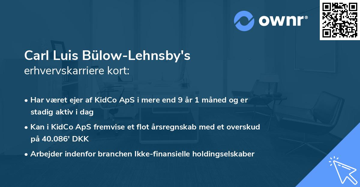 Carl Luis Bülow-Lehnsby's erhvervskarriere kort