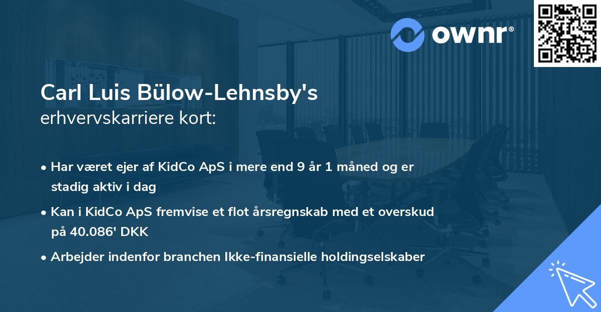 Carl Luis Bülow-Lehnsby's erhvervskarriere kort