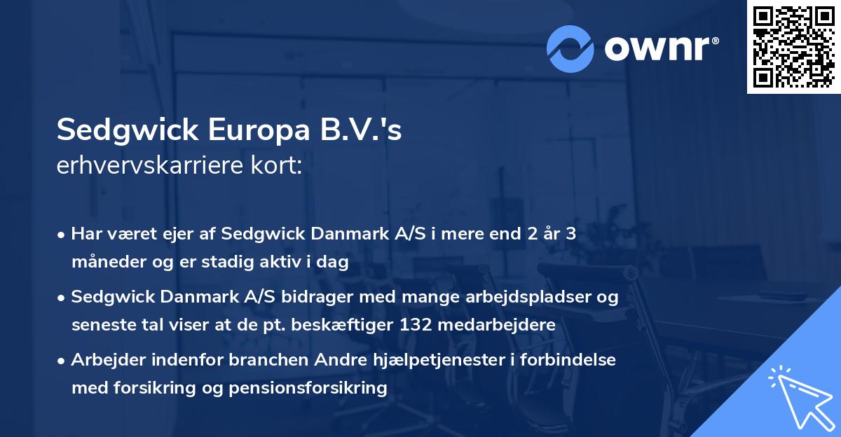 Sedgwick Europa B.V.'s erhvervskarriere kort