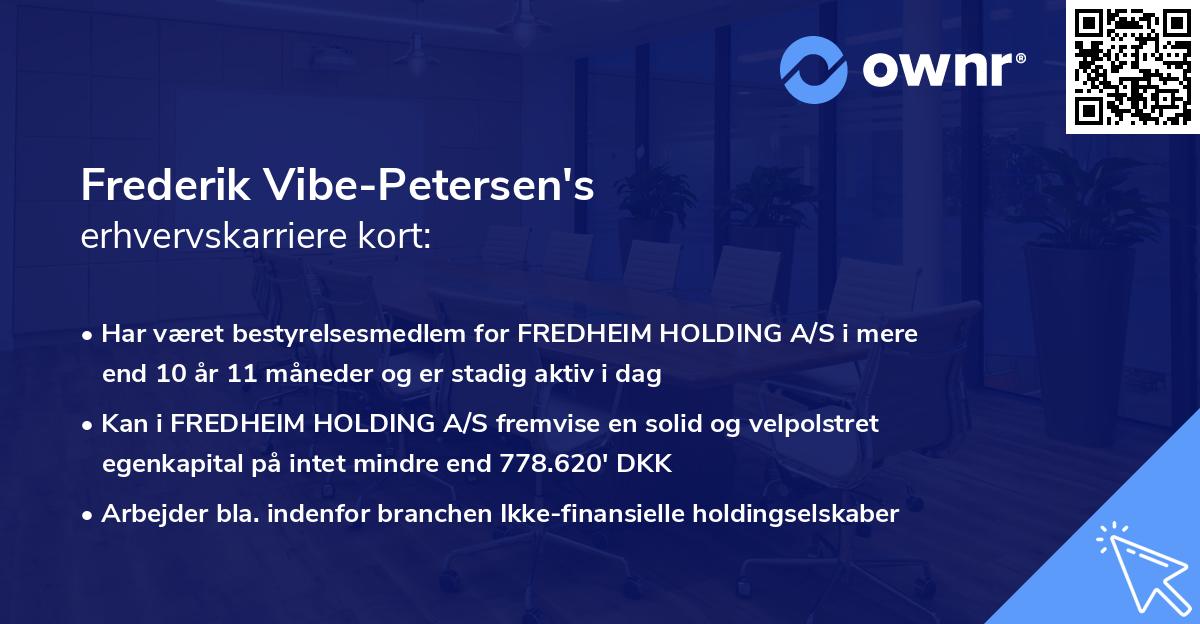 Frederik Vibe-Petersen's erhvervskarriere kort