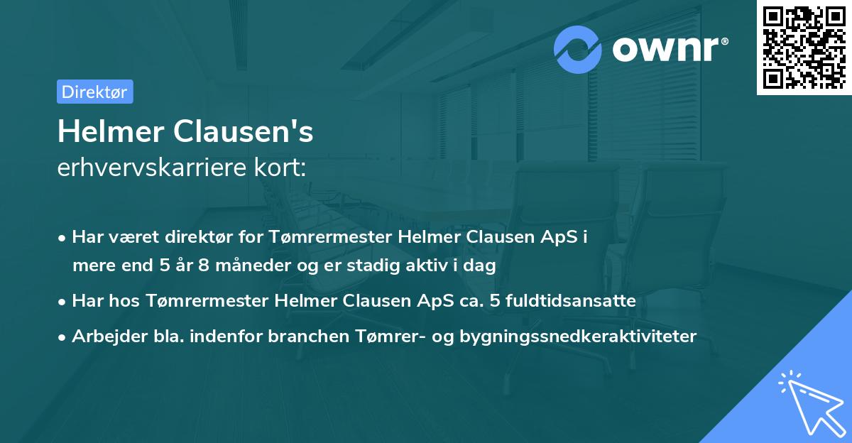 Helmer Clausen's erhvervskarriere kort