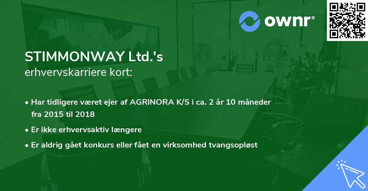STIMMONWAY Ltd.'s erhvervskarriere kort