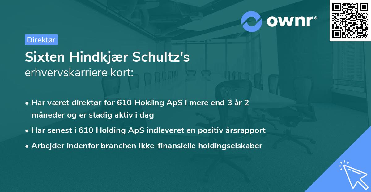 Sixten Hindkjær Schultz's erhvervskarriere kort