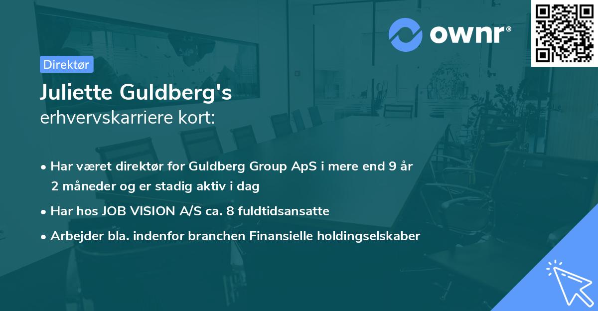 Juliette Guldberg's erhvervskarriere kort