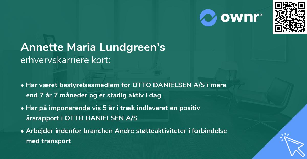 Annette Maria Lundgreen's erhvervskarriere kort