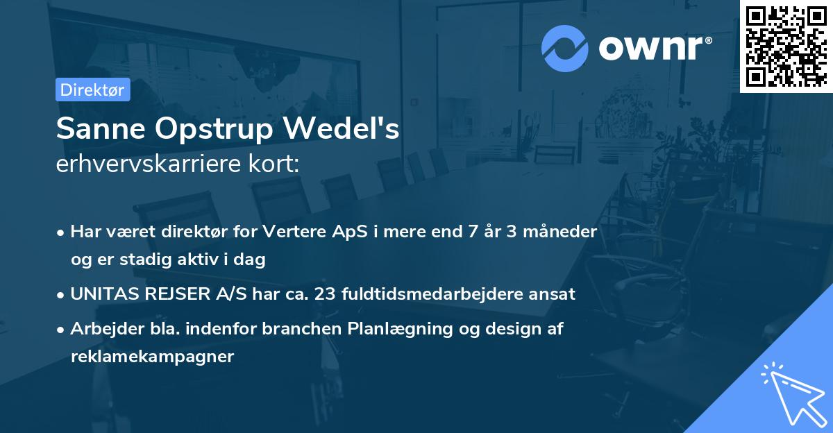 Sanne Opstrup Wedel's erhvervskarriere kort