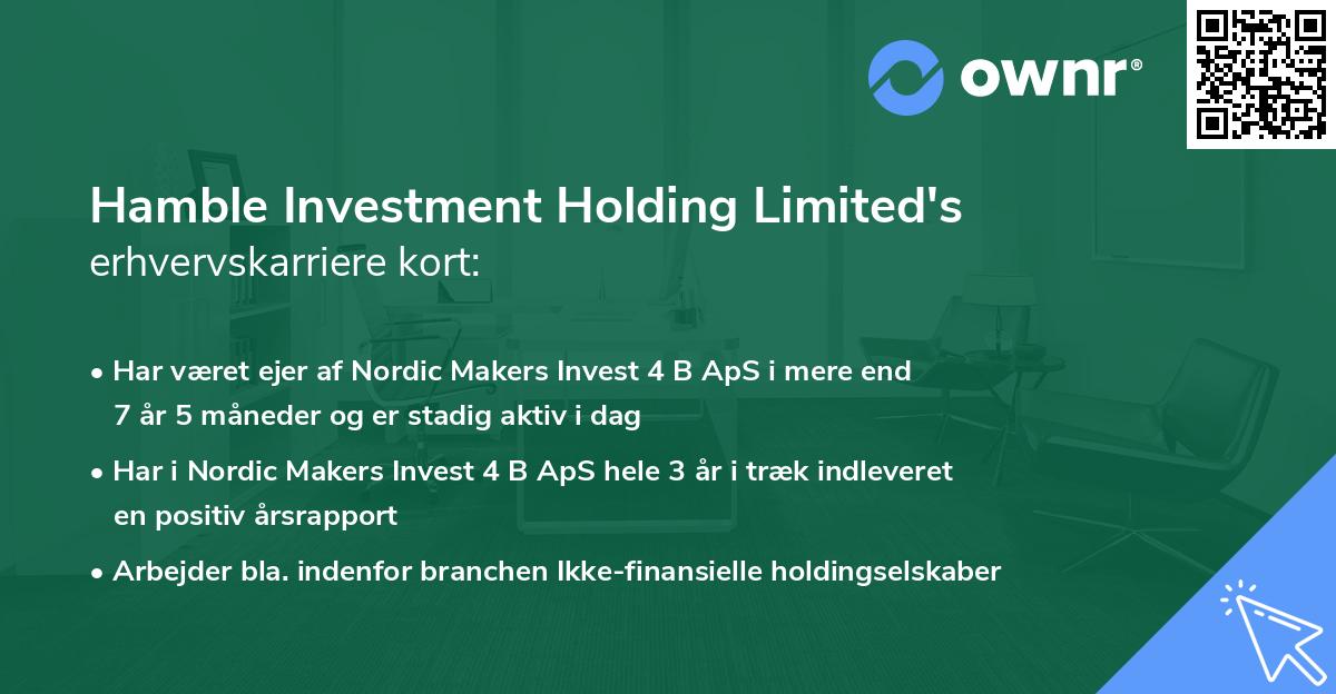 Hamble Investment Holding Limited's erhvervskarriere kort