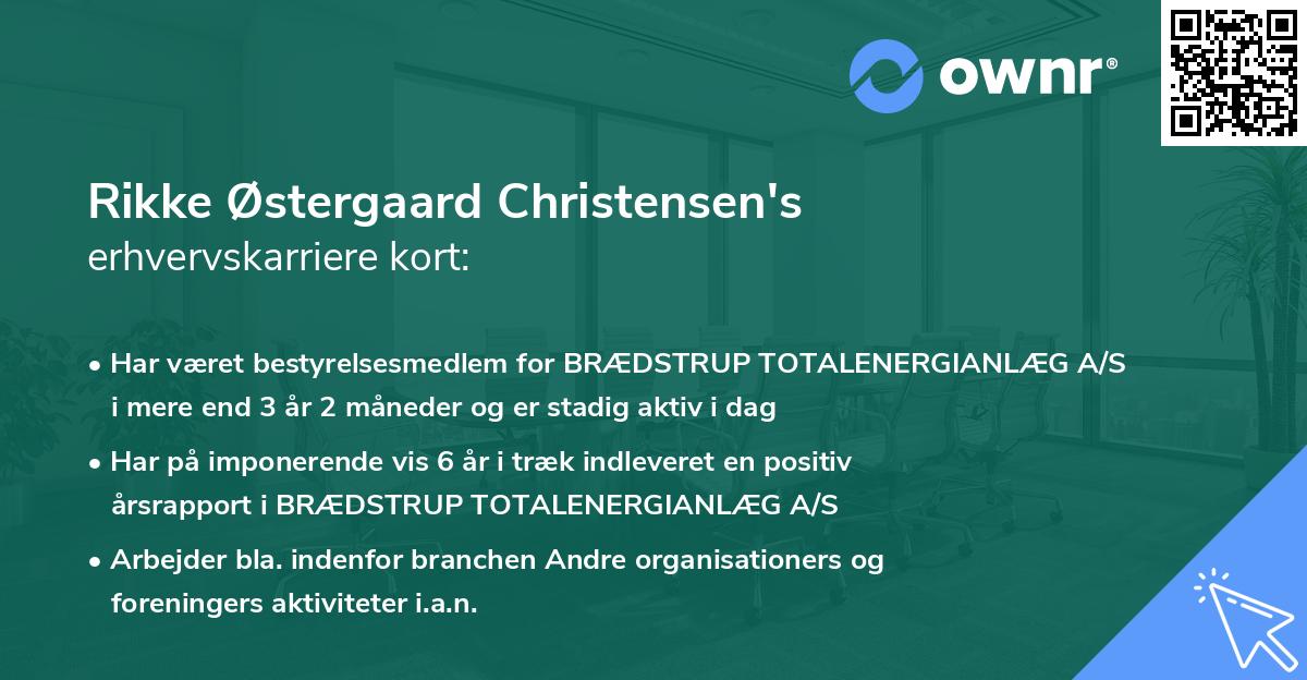 Rikke Østergaard Christensen's erhvervskarriere kort