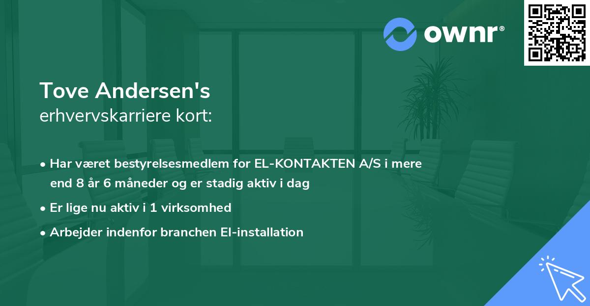 Tove Andersen's erhvervskarriere kort