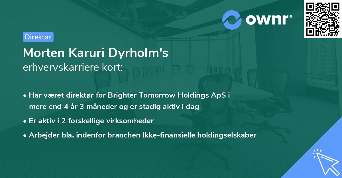 Morten Karuri Dyrholm's erhvervskarriere kort