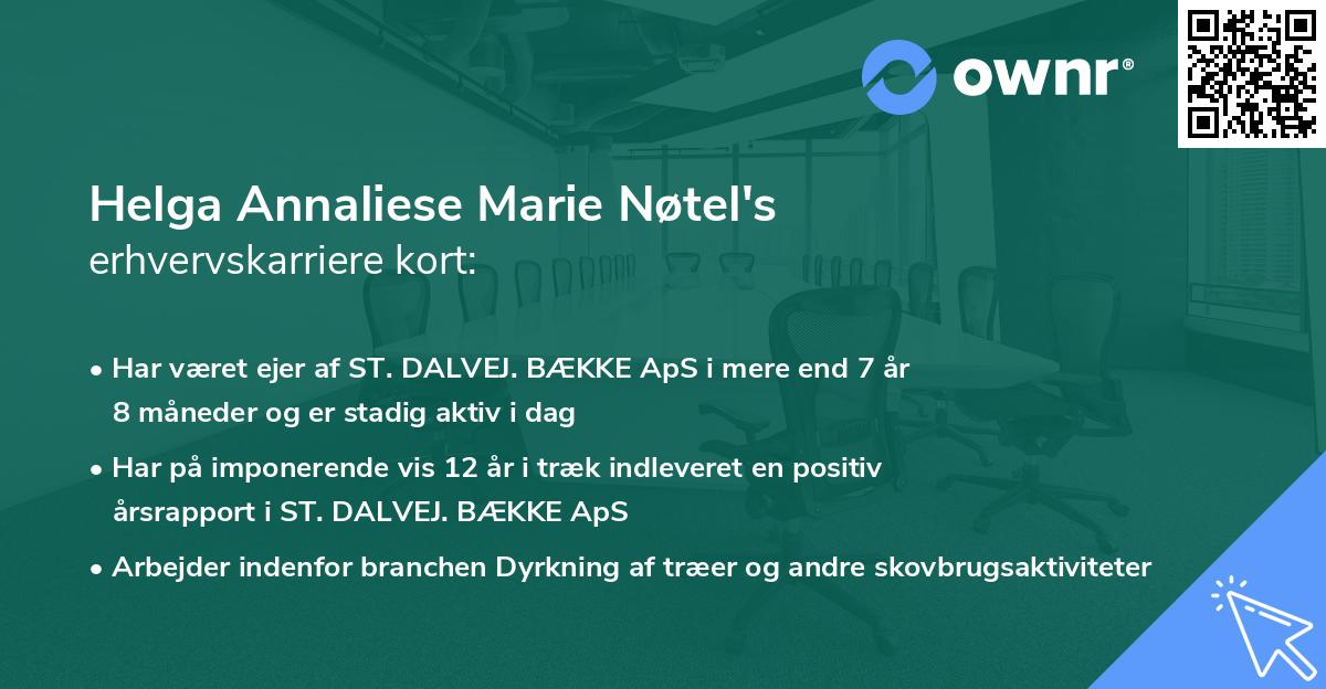 Helga Annaliese Marie Nøtel's erhvervskarriere kort