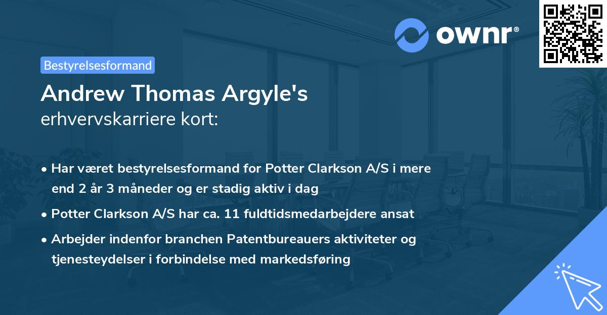 Andrew Thomas Argyle's erhvervskarriere kort