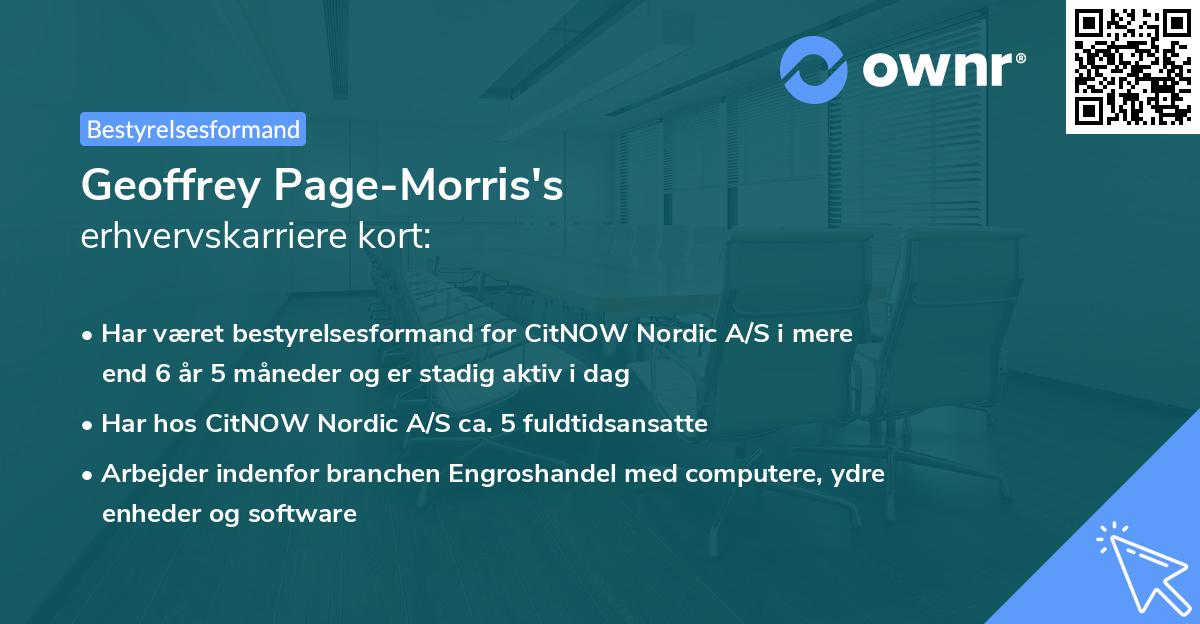 Geoffrey Page-Morris's erhvervskarriere kort