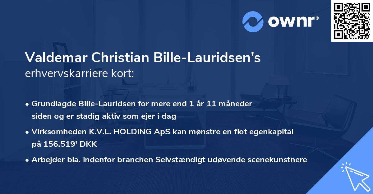 Valdemar Christian Bille-Lauridsen's erhvervskarriere kort