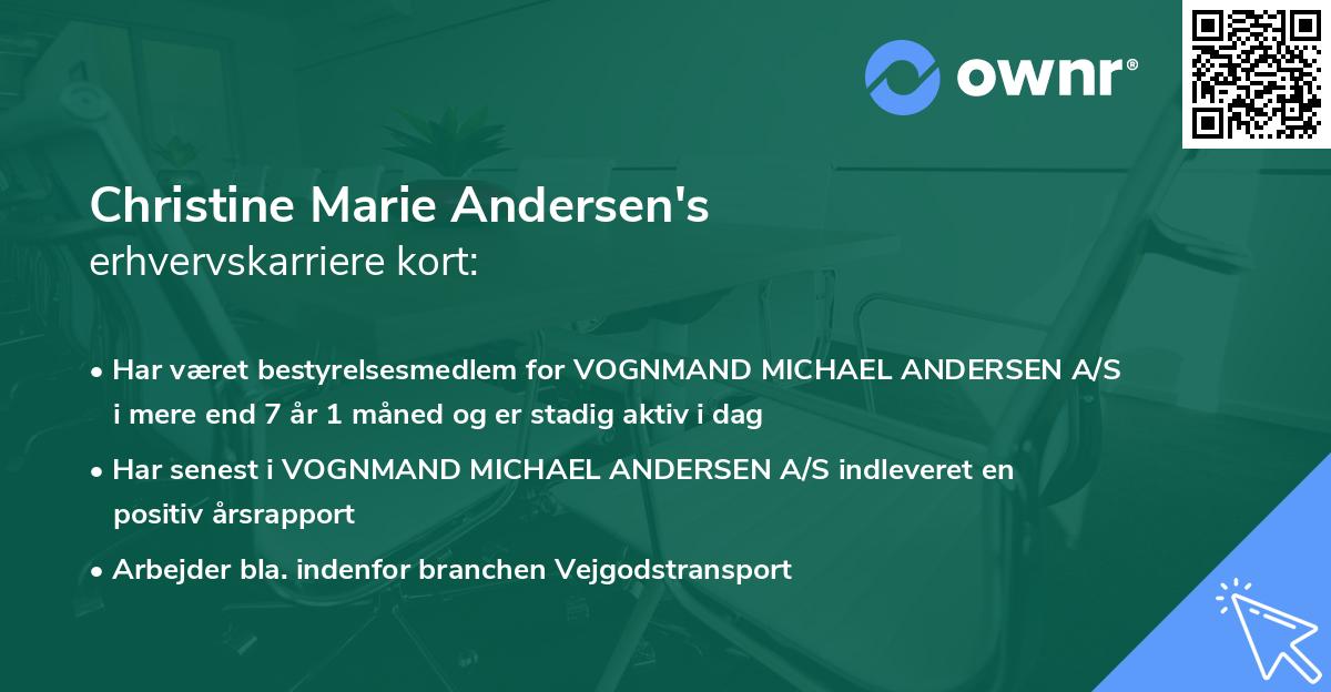 Christine Marie Andersen's erhvervskarriere kort