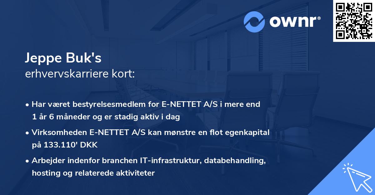 Jeppe Buk's erhvervskarriere kort