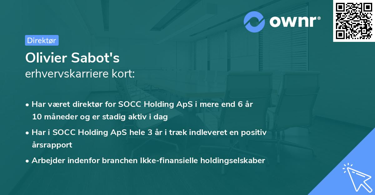 Olivier Sabot's erhvervskarriere kort