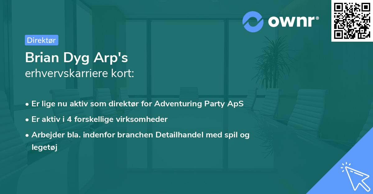 Brian Dyg Arp's erhvervskarriere kort