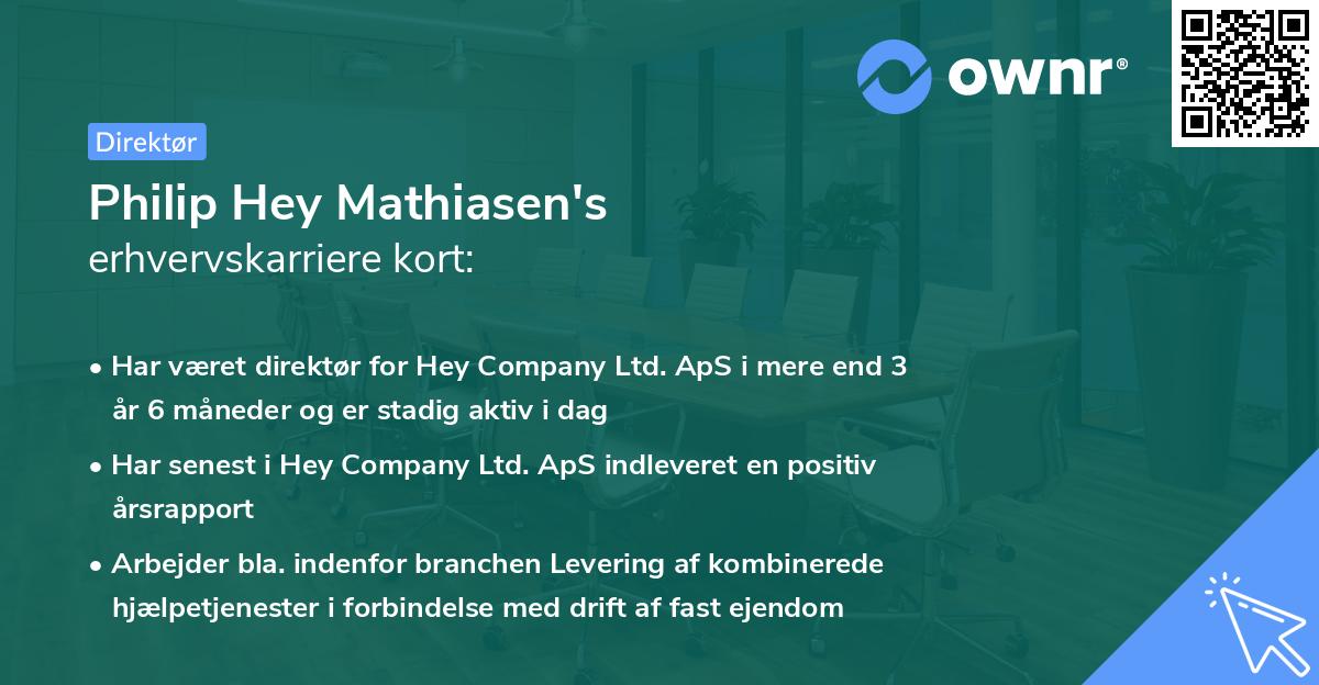 Philip Hey Mathiasen's erhvervskarriere kort