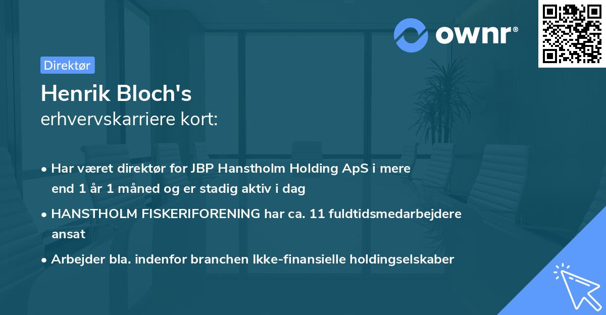 Henrik Bloch's erhvervskarriere kort