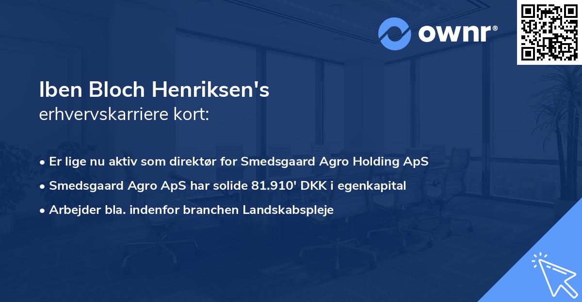 Iben Bloch Henriksen's erhvervskarriere kort