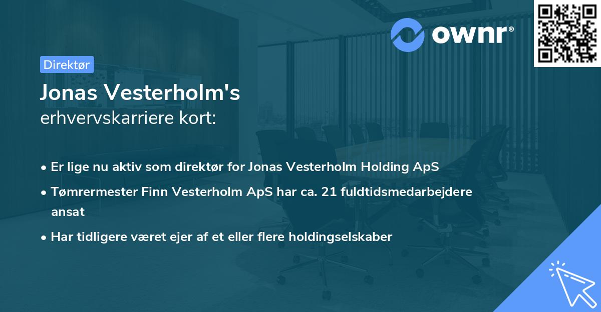 Jonas Vesterholm's erhvervskarriere kort