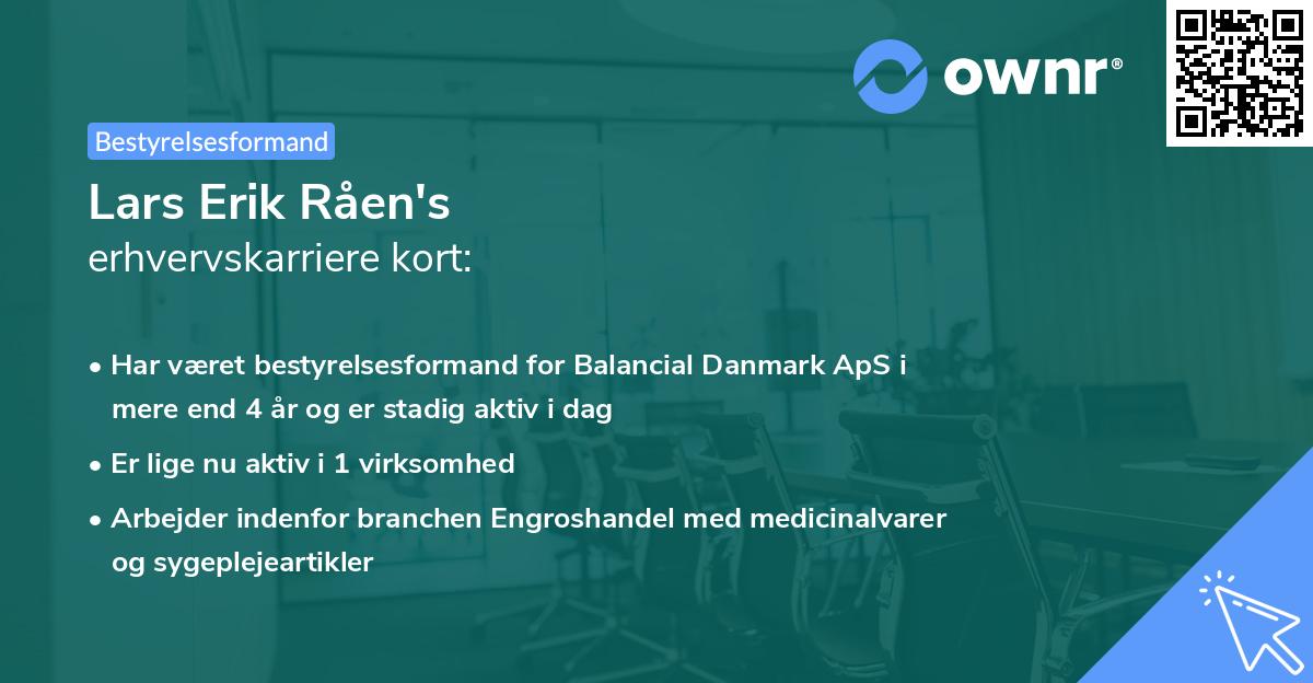 Lars Erik Råen's erhvervskarriere kort
