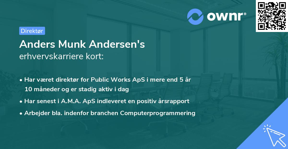 Anders Munk Andersen's erhvervskarriere kort