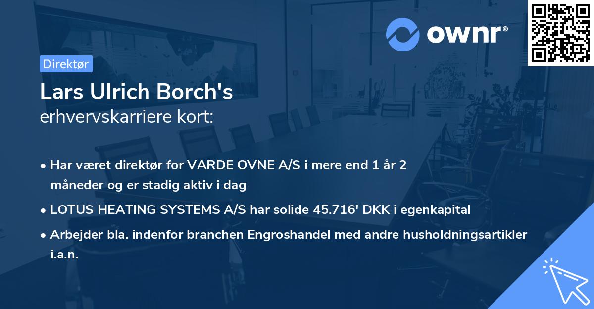 Lars Ulrich Borch's erhvervskarriere kort