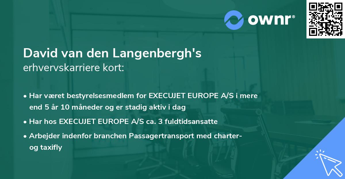 David van den Langenbergh's erhvervskarriere kort