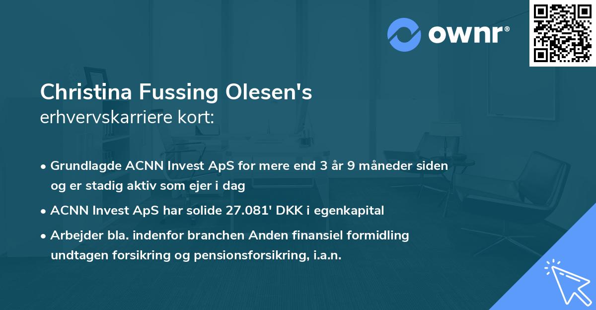 Christina Fussing Olesen's erhvervskarriere kort