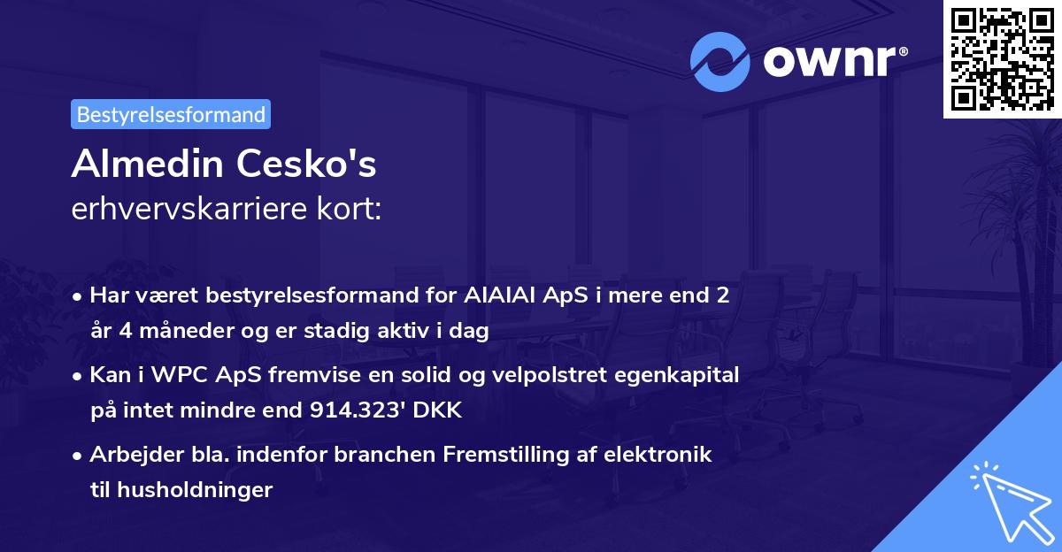 Almedin Cesko's erhvervskarriere kort