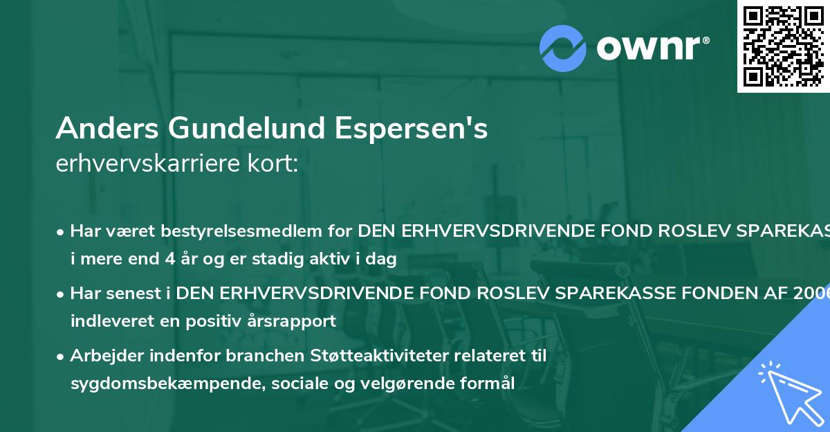 Anders Gundelund Espersen's erhvervskarriere kort
