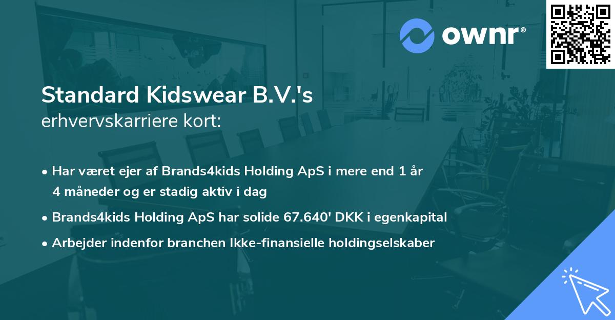 Standard Kidswear B.V.'s erhvervskarriere kort