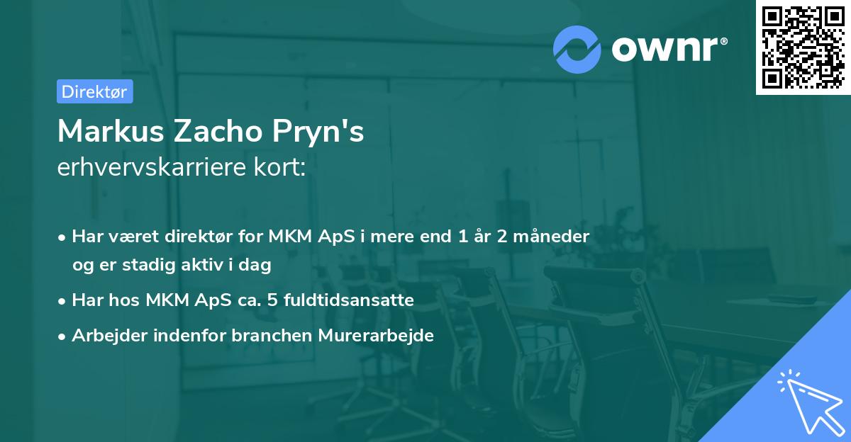 Markus Zacho Pryn's erhvervskarriere kort