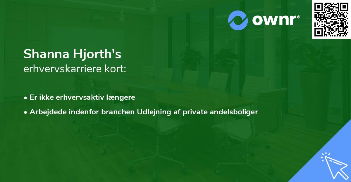 Shanna Hjorth's erhvervskarriere kort
