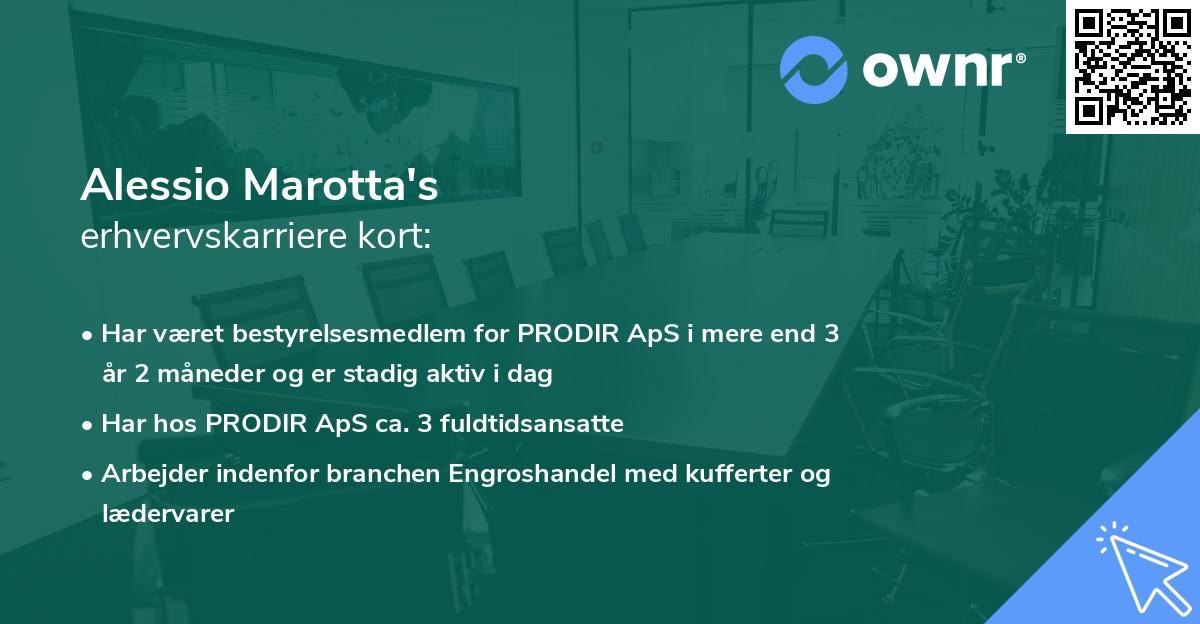Alessio Marotta's erhvervskarriere kort