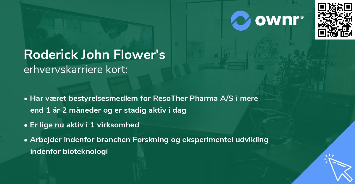 Roderick John Flower's erhvervskarriere kort