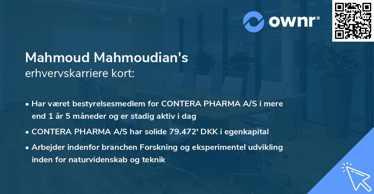 Mahmoud Mahmoudian's erhvervskarriere kort