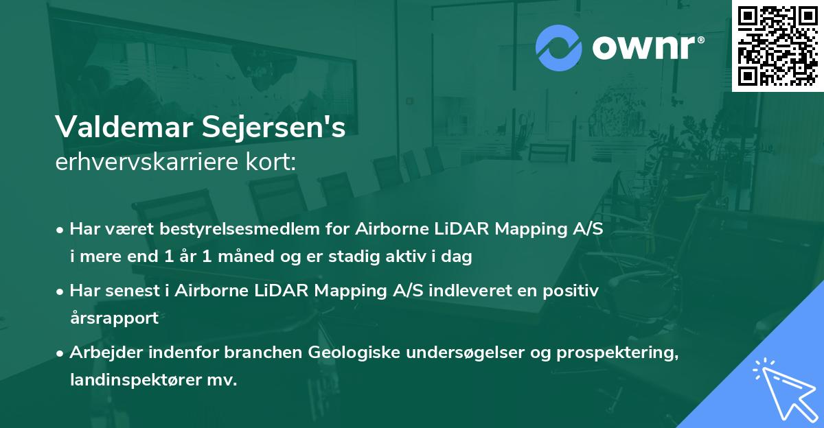 Valdemar Sejersen's erhvervskarriere kort