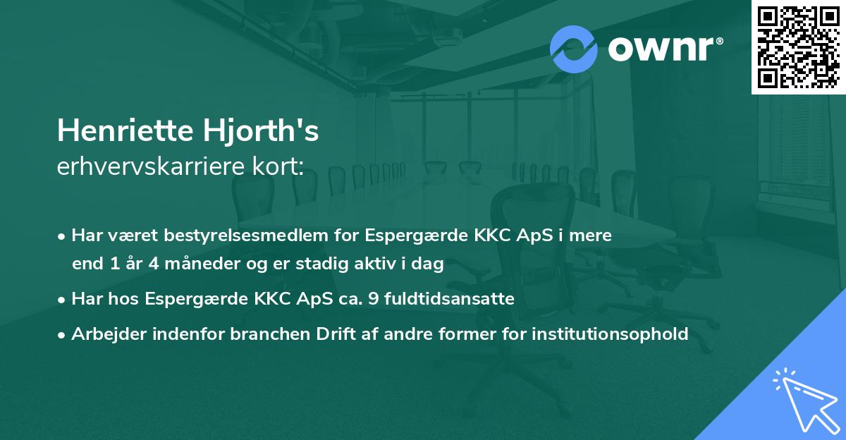 Henriette Hjorth's erhvervskarriere kort