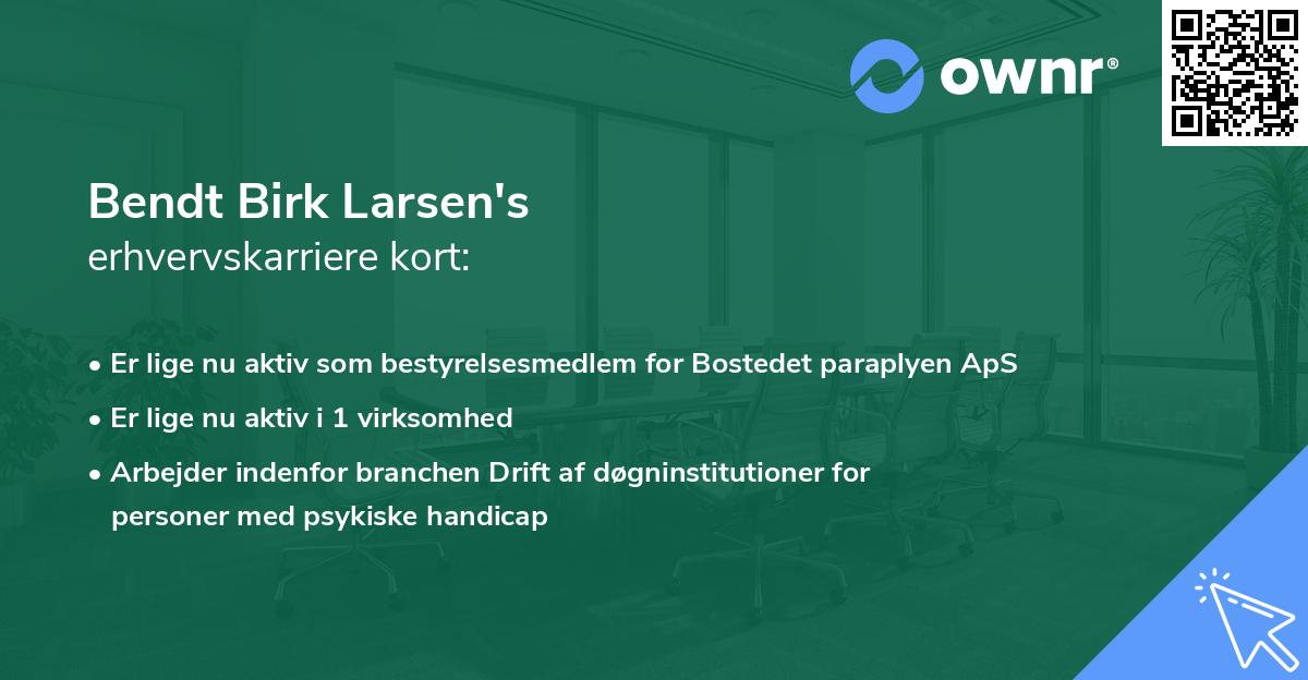 Bendt Birk Larsen's erhvervskarriere kort