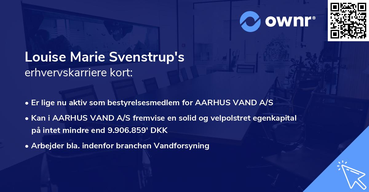 Louise Marie Svenstrup's erhvervskarriere kort