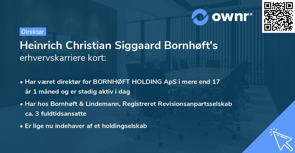 Heinrich Christian Siggaard Bornhøft's erhvervskarriere kort