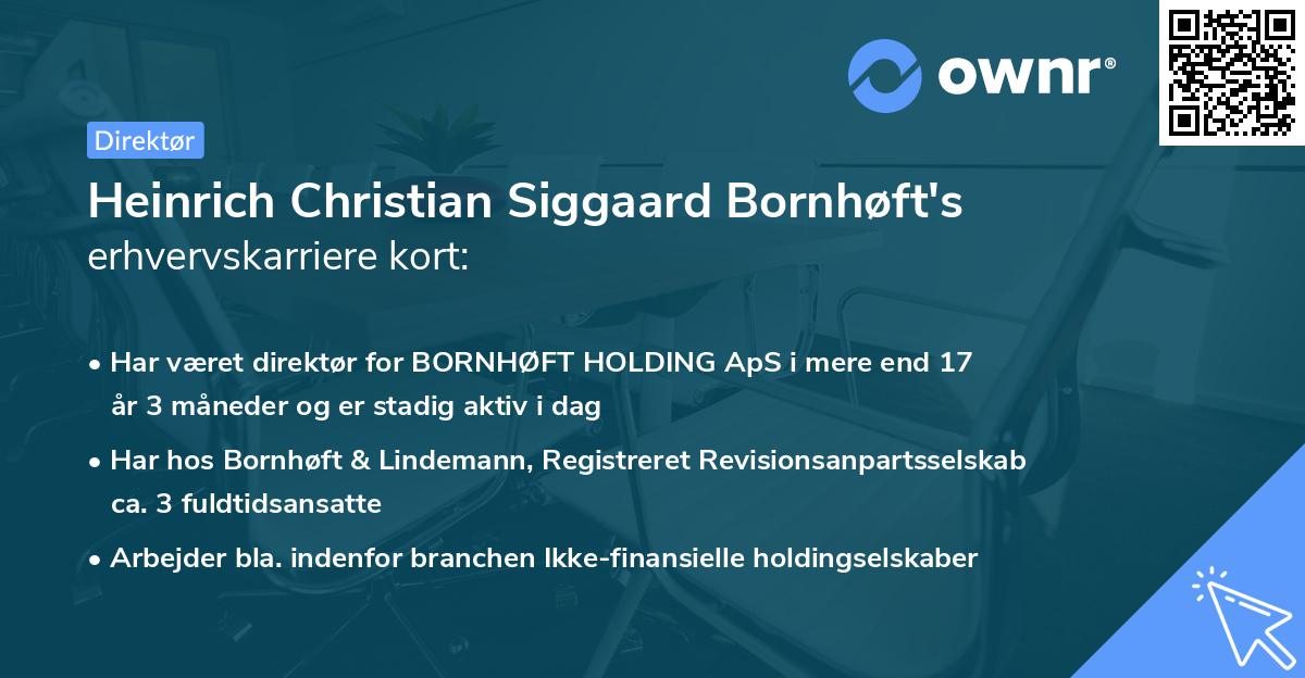 Heinrich Christian Siggaard Bornhøft's erhvervskarriere kort