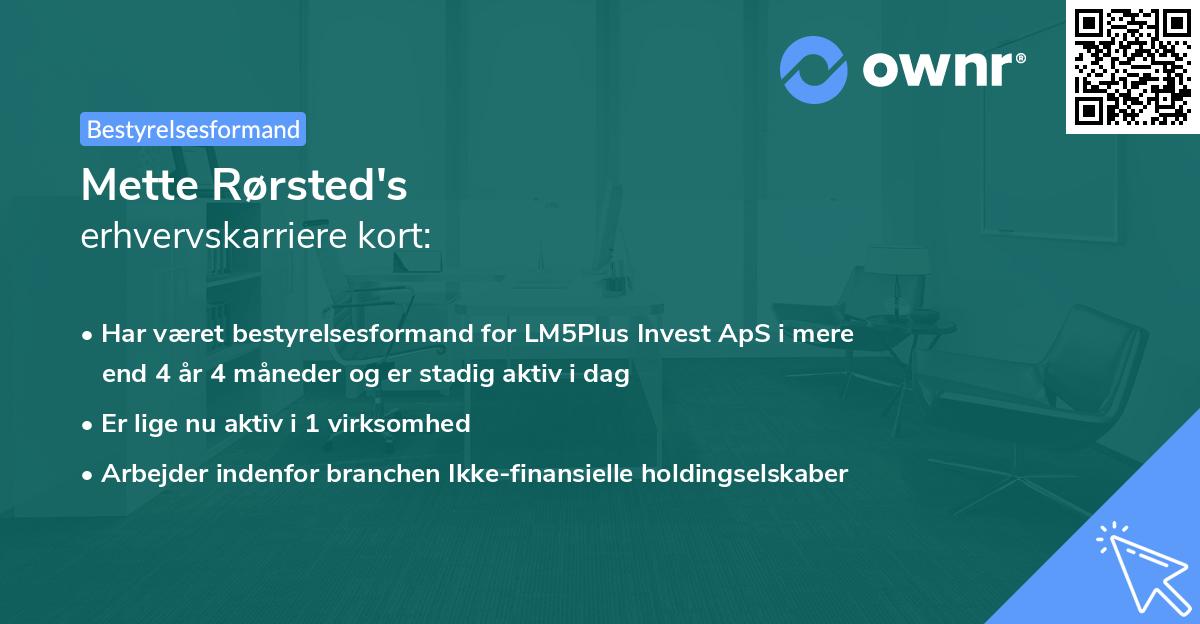 Mette Rørsted's erhvervskarriere kort