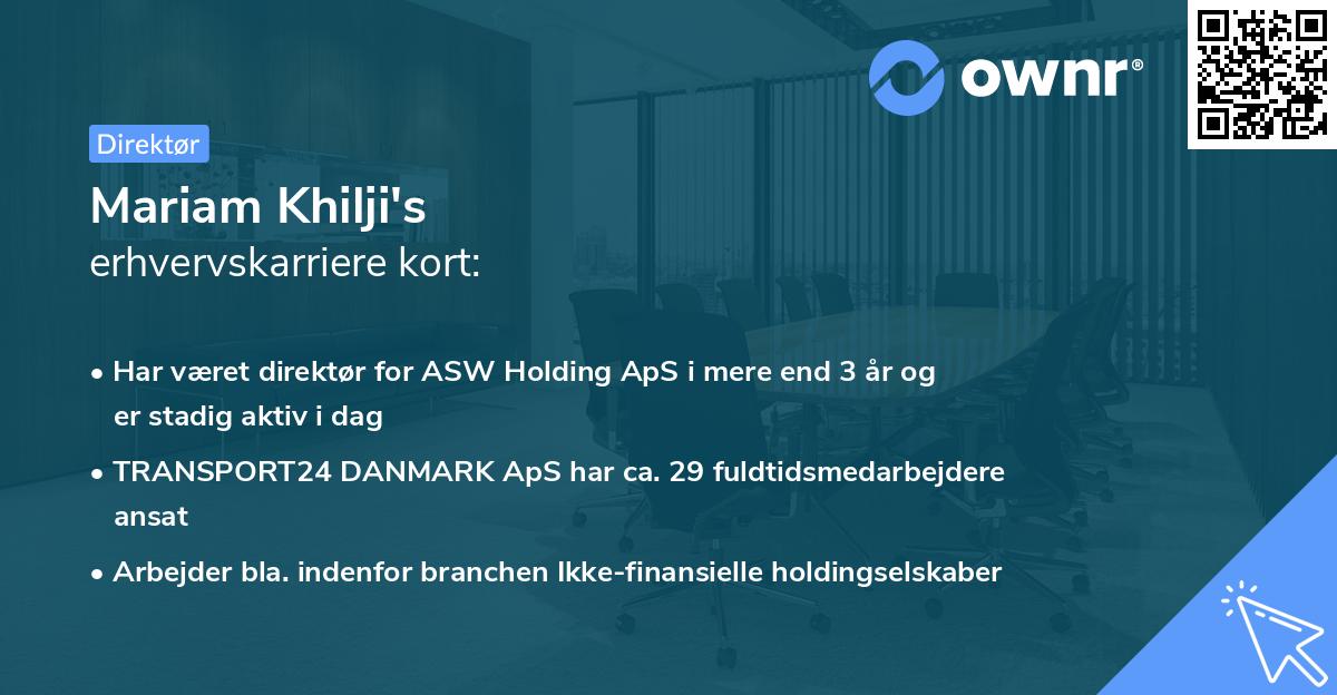 Mariam Khilji's erhvervskarriere kort