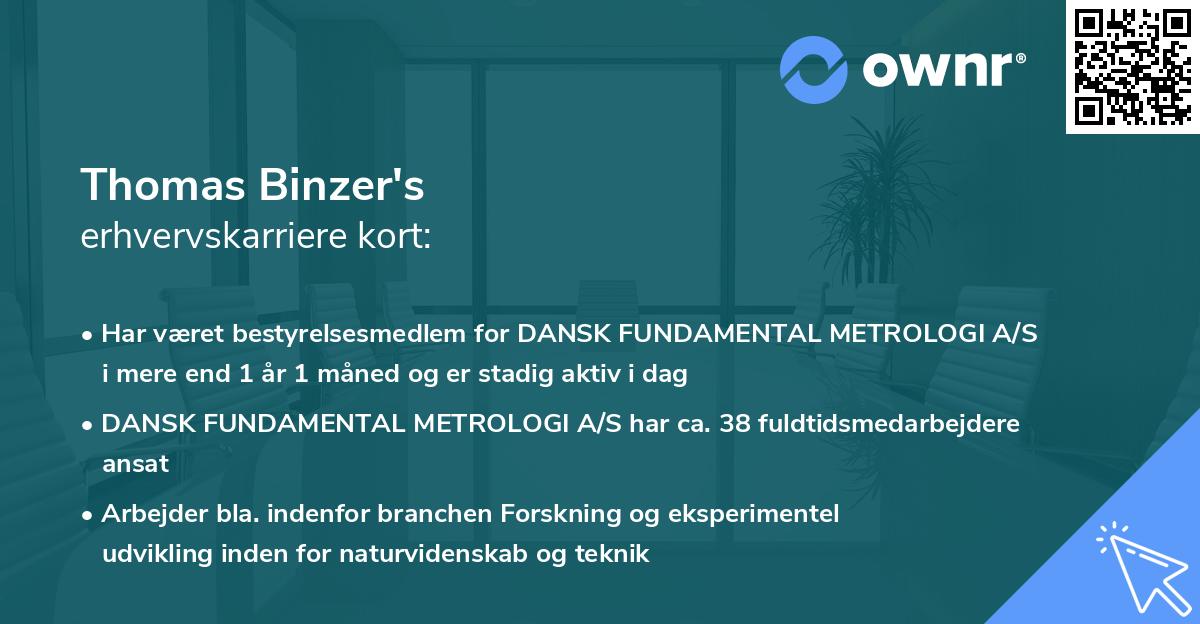 Thomas Binzer's erhvervskarriere kort