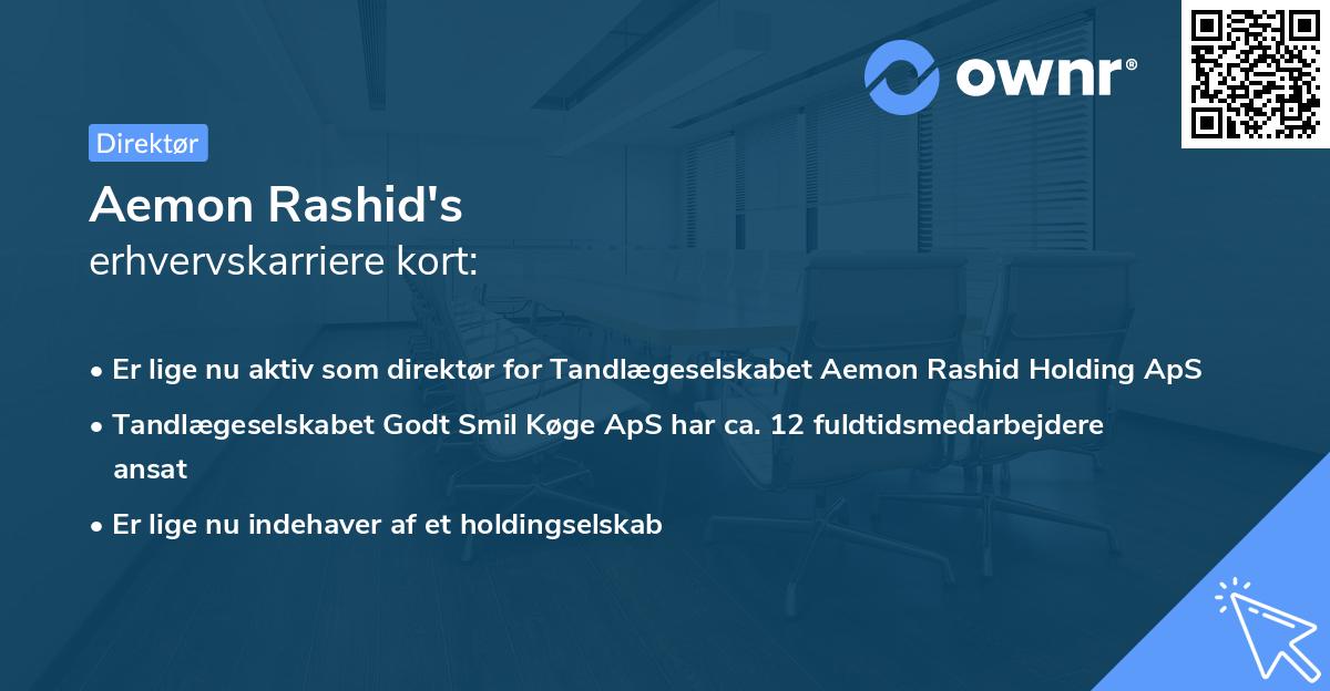 Aemon Rashid's erhvervskarriere kort