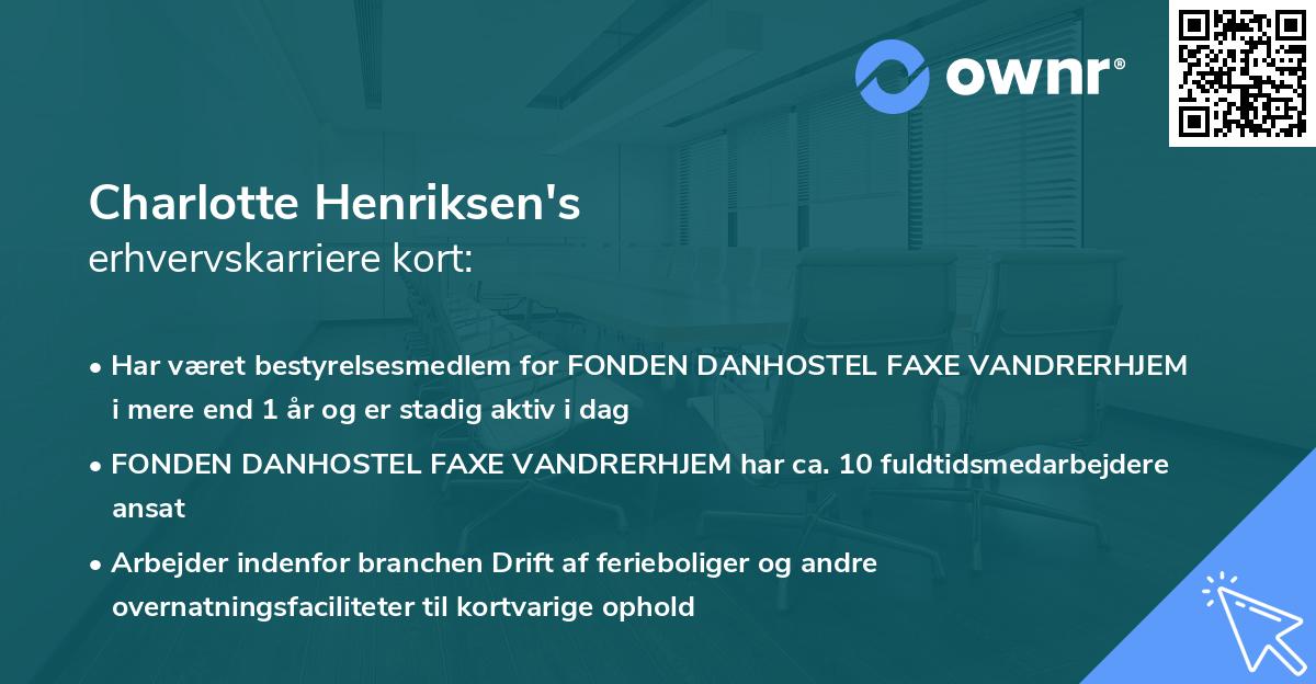 Charlotte Henriksen's erhvervskarriere kort